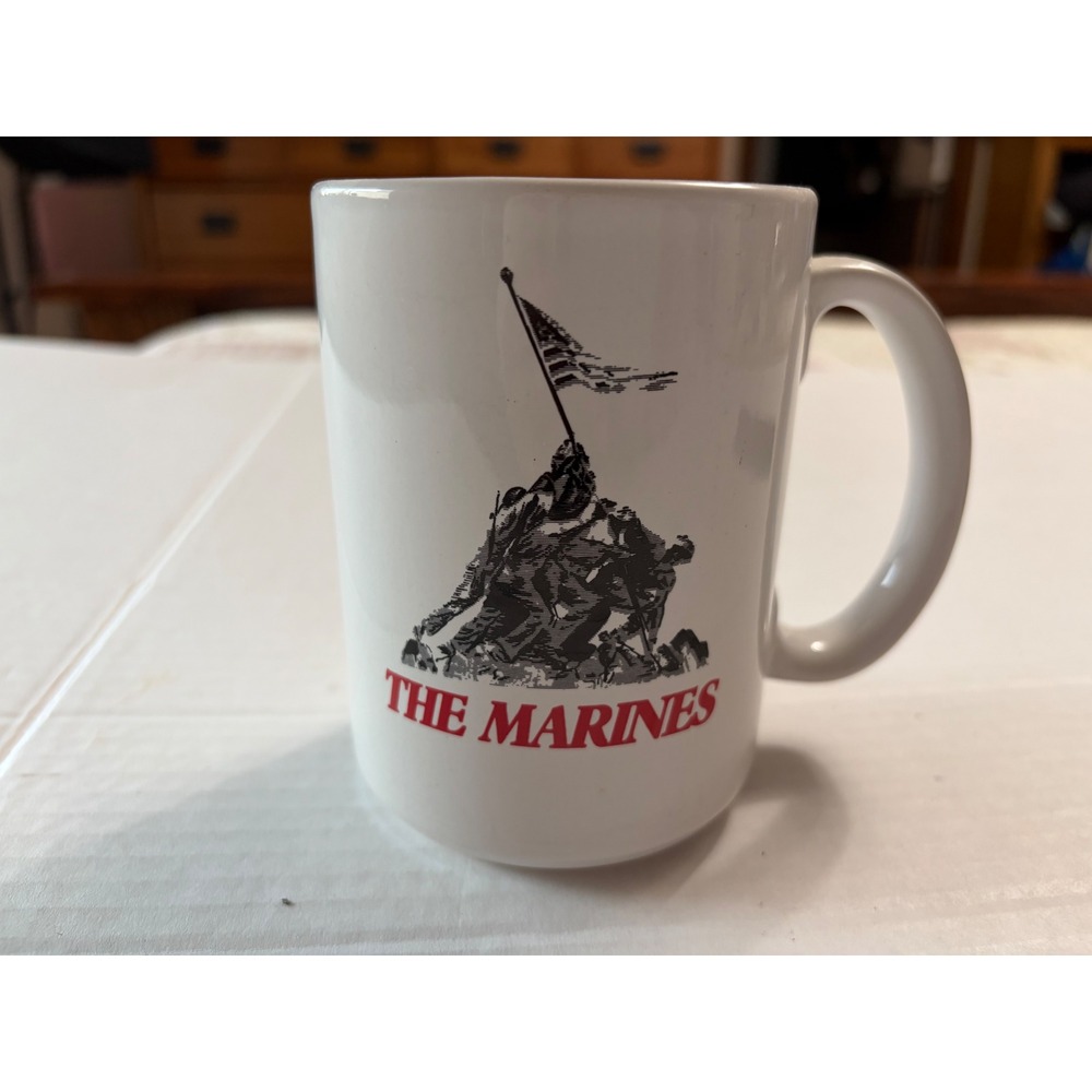United States Marine Corps USMC Iwo Jima Eagle Globe Anchor Coffee Mug White